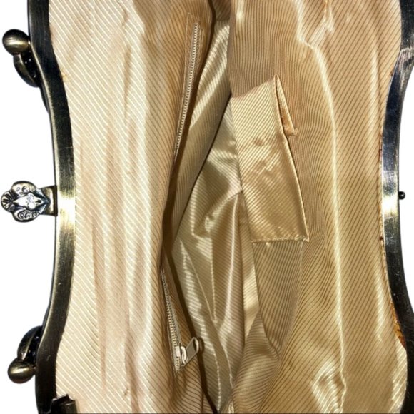 Vintage Floral Bag with Beaded Accents and Decorative Metal Handle and Clasp - Picture 9 of 13